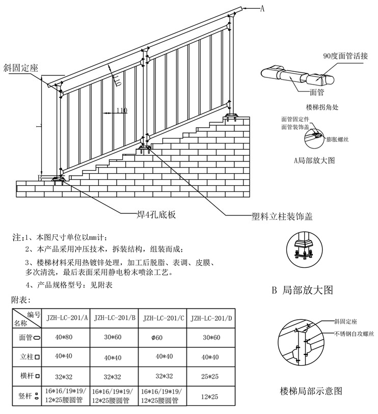 樓梯扶手技術參數