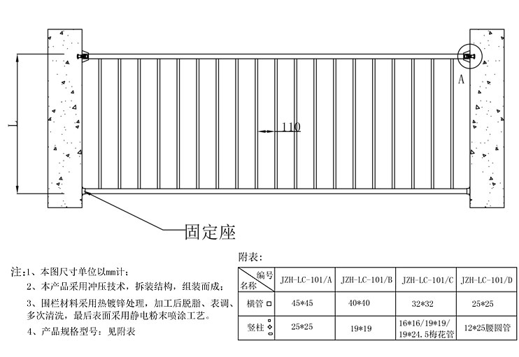 草坪欄桿技術(shù)參數(shù)
