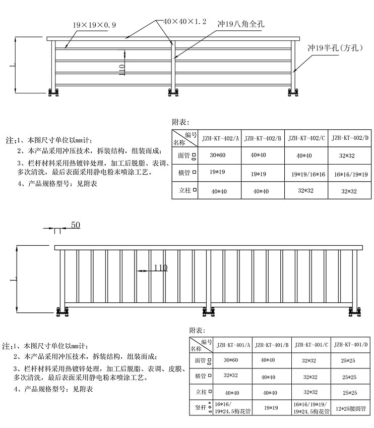 空調(diào)欄桿技術(shù)參數(shù)
